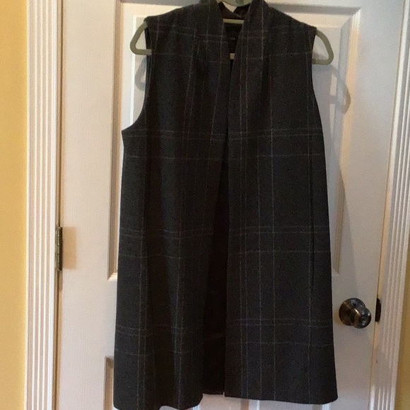 Eileen Fisher charcoal gray wool open front vest - Picture 2 of 9